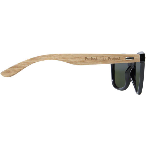 Hiru rPET/wood mirrored polarized sunglasses in gift box – Wood with logo