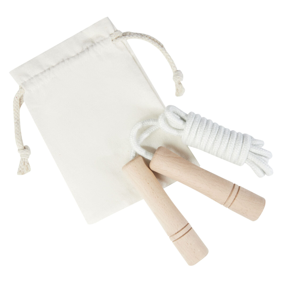 Denise wooden skipping rope in cotton pouch – Off white extra view