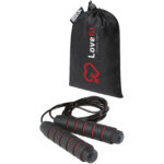 Austin soft skipping rope in recycled PET pouch – Red with logo