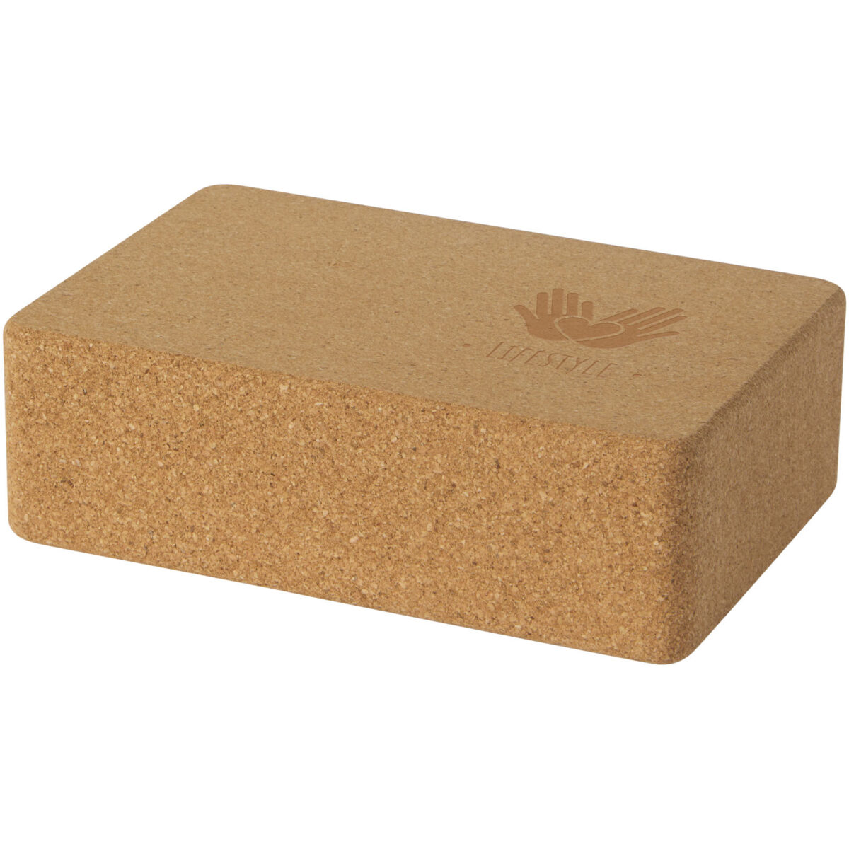 Trikona cork yoga brick – Natural with logo