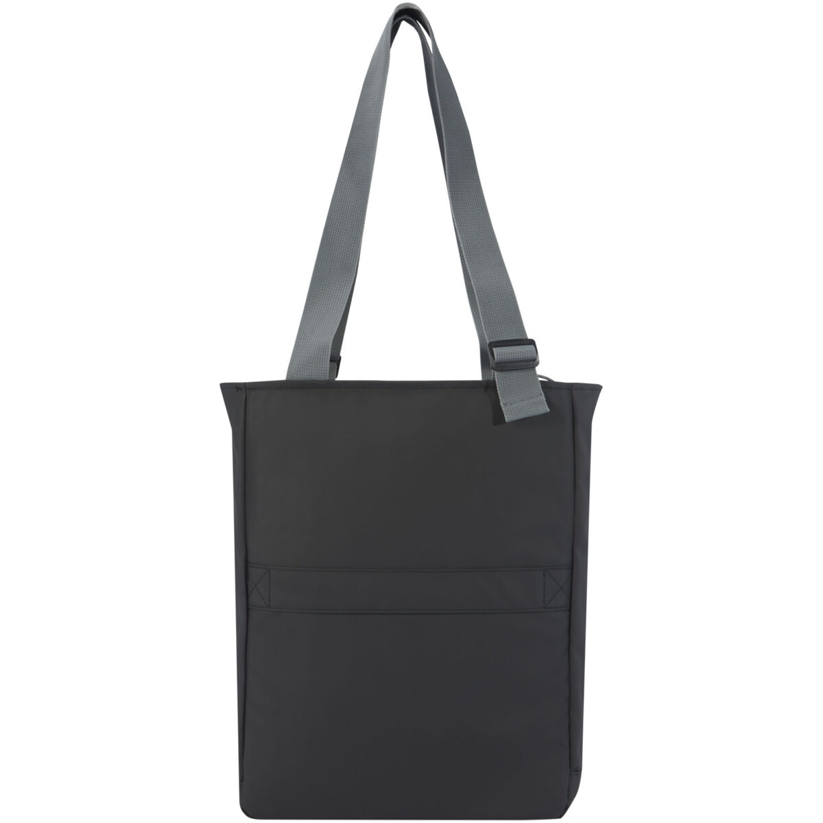 Aqua 14" GRS recycled water resistant laptop tote bag 14L – Solid black back view