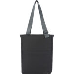 Aqua 14" GRS recycled water resistant laptop tote bag 14L – Solid black back view