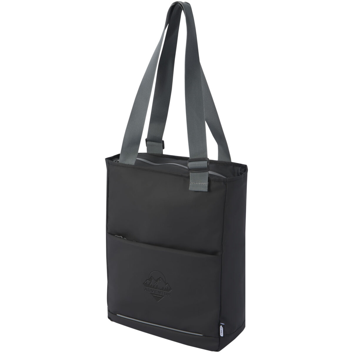 Aqua 14" GRS recycled water resistant laptop tote bag 14L – Solid black with logo