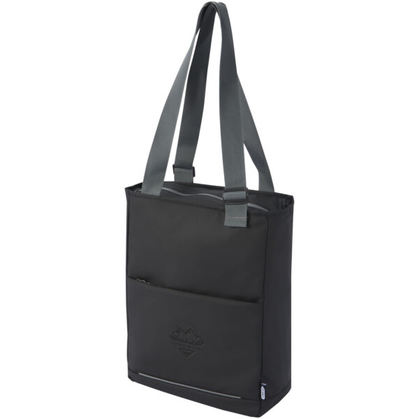 Aqua 14" GRS recycled water resistant laptop tote bag 14L – Solid black with logo