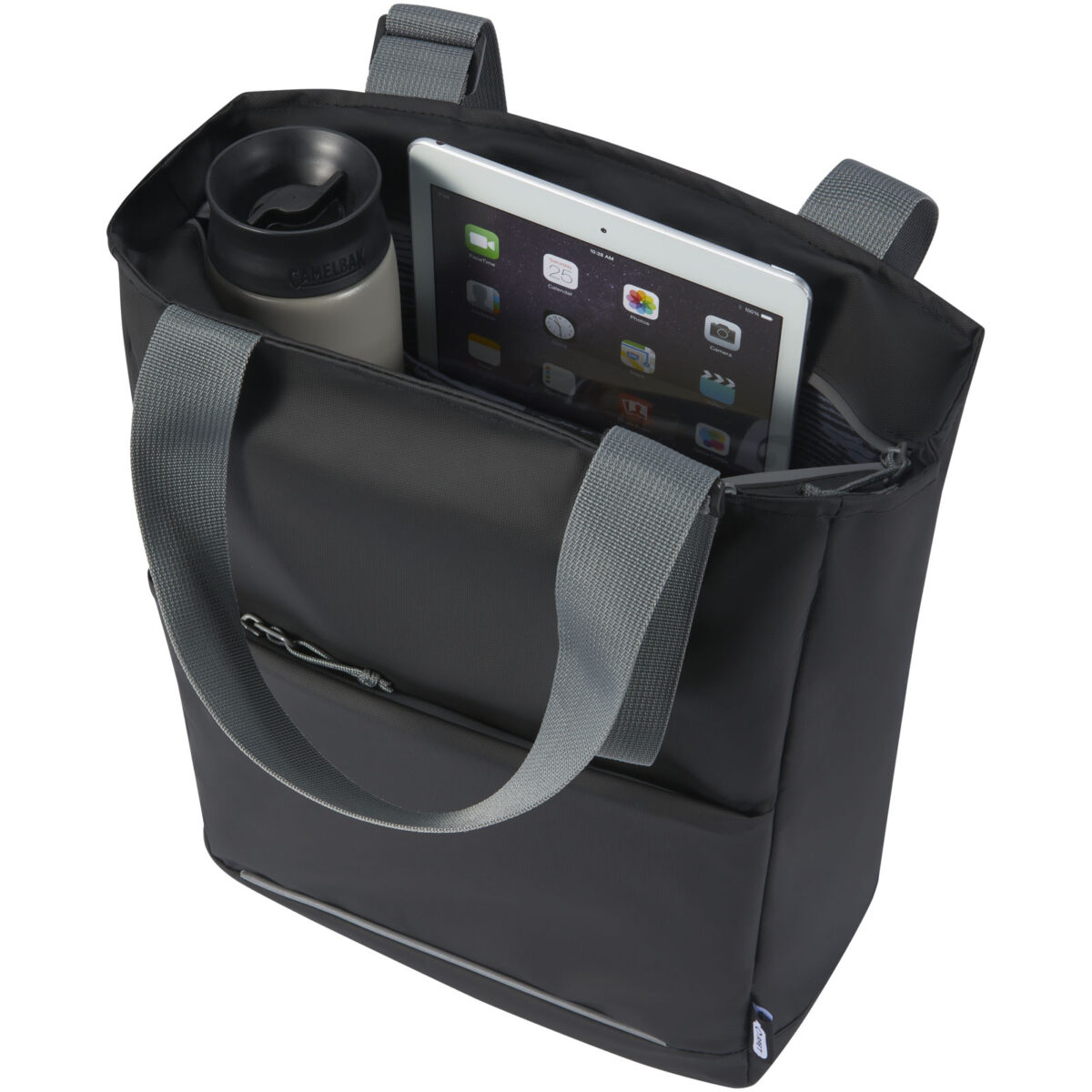 Aqua 14" GRS recycled water resistant laptop tote bag 14L – Solid black extra view