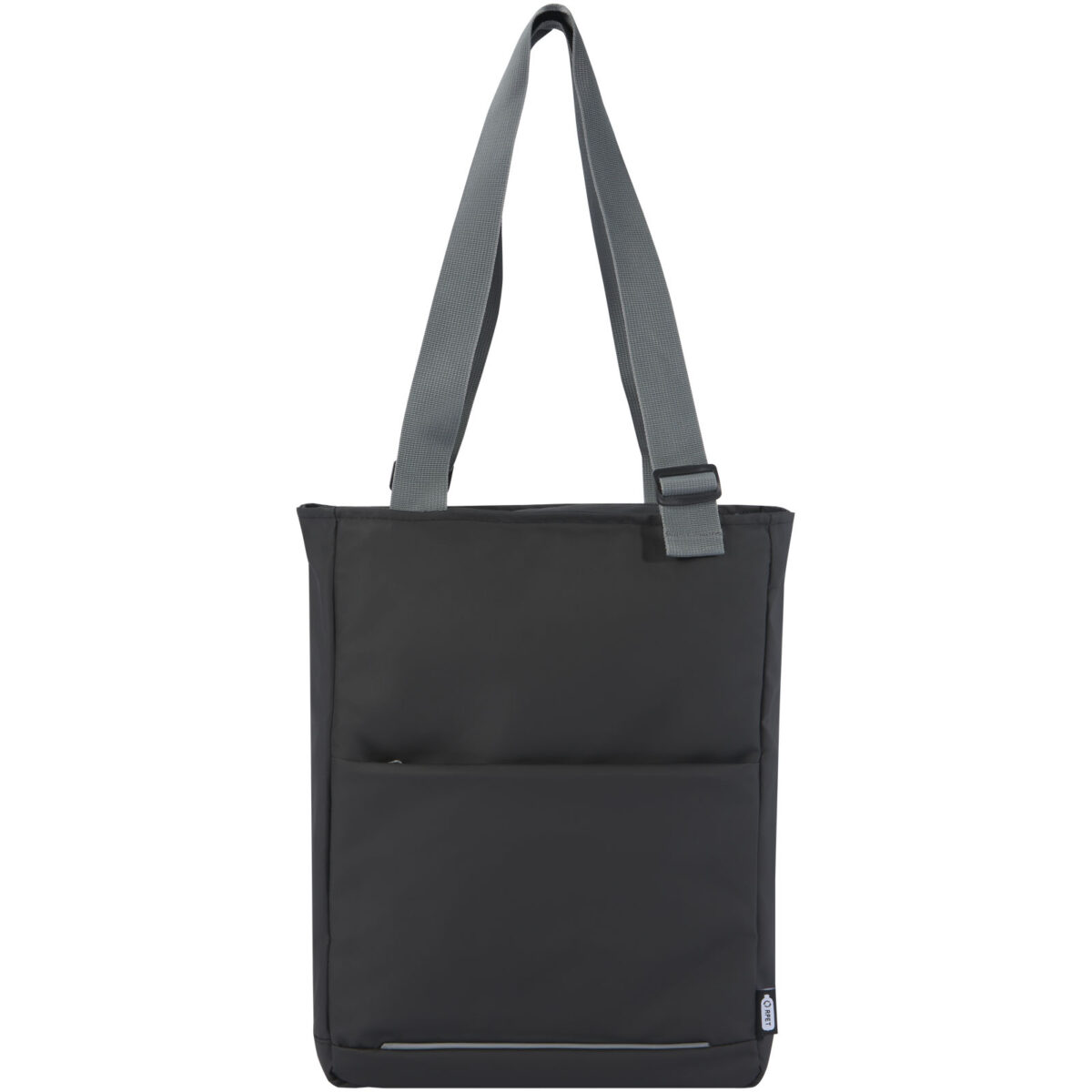 Aqua 14" GRS recycled water resistant laptop tote bag 14L – Solid black front view