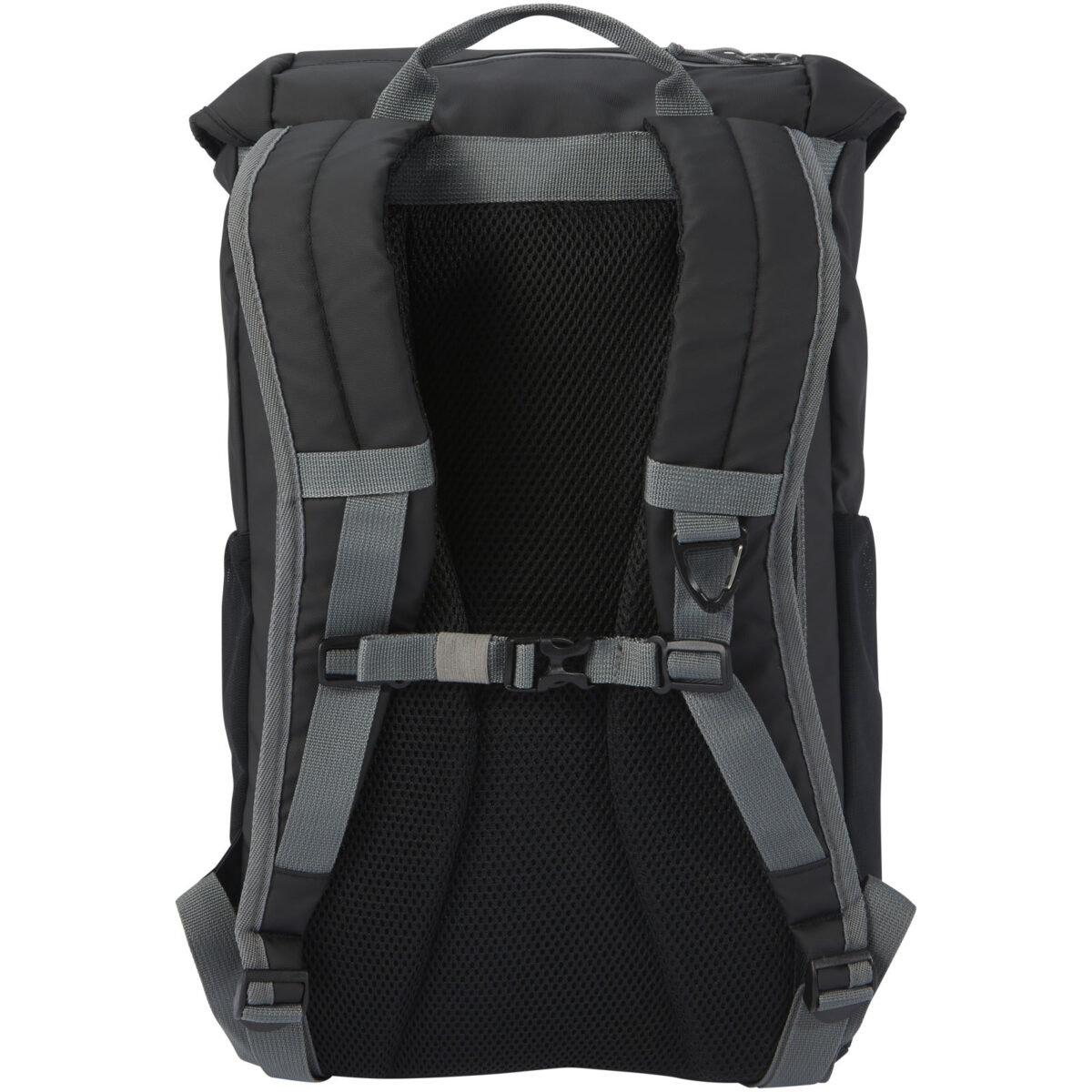 Aqua 15.6" GRS recycled water resistant laptop backpack 23L – Solid black back view