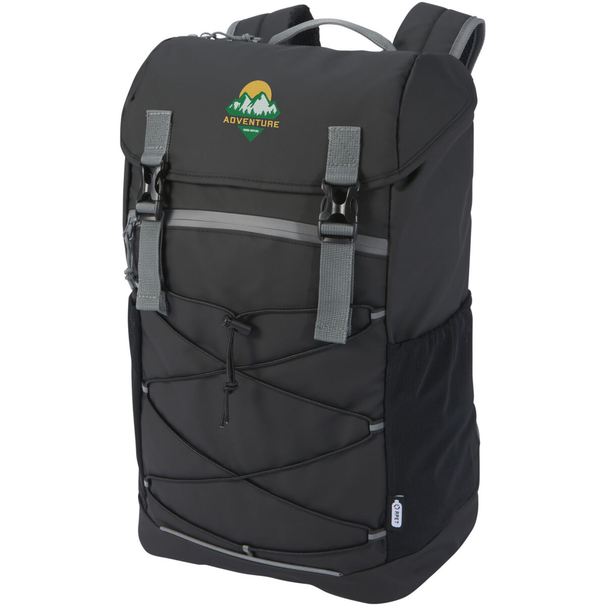 Aqua 15.6" GRS recycled water resistant laptop backpack 23L – Solid black with logo