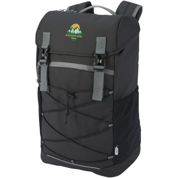 Aqua 15.6" GRS recycled water resistant laptop backpack 23L – Solid black with logo