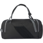 Aqua GRS recycled water resistant duffel backpack 35L – Solid black back view