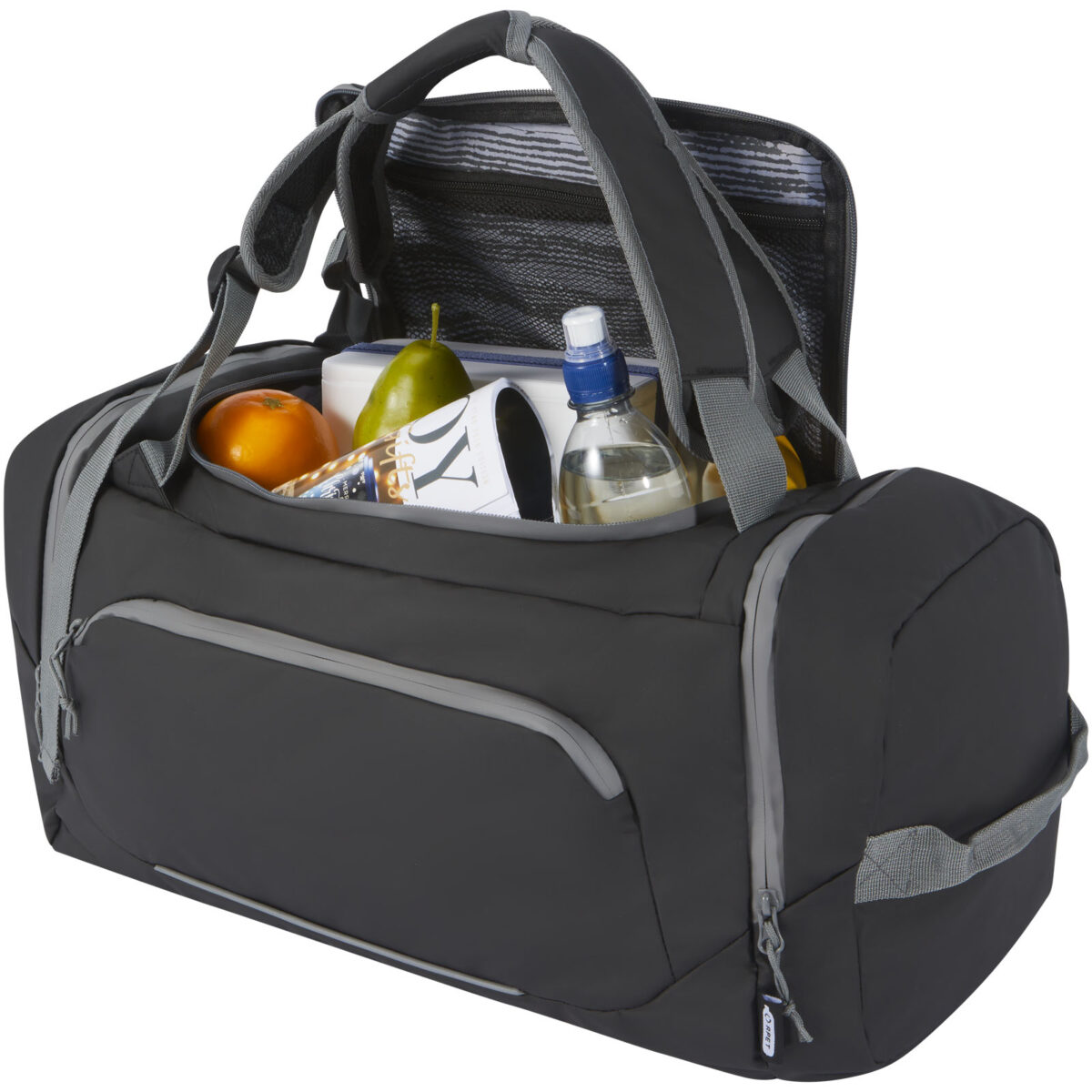 Aqua GRS recycled water resistant duffel backpack 35L – Solid black extra view