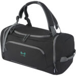 Aqua GRS recycled water resistant duffel backpack 35L – Solid black with logo