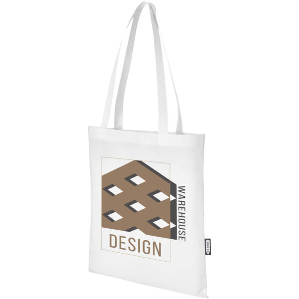 Zeus GRS recycled non-woven convention tote bag 6L – White with logo