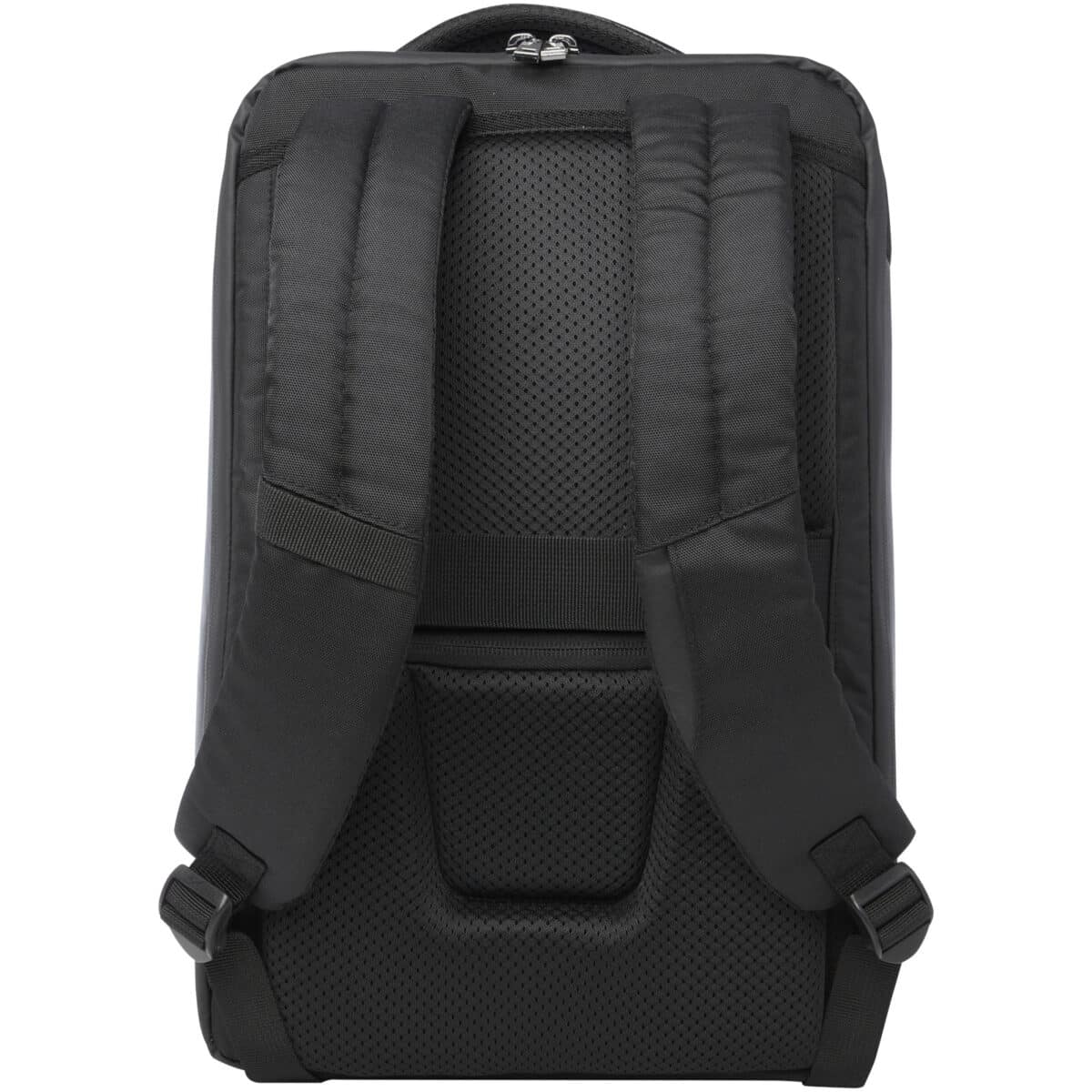 Expedition Pro 15.6" GRS recycled compact laptop backpack 12L – Solid black back view