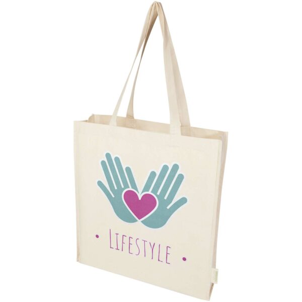 Orissa 180 g/m² organic full gusset tote bag 14L – Natural with logo