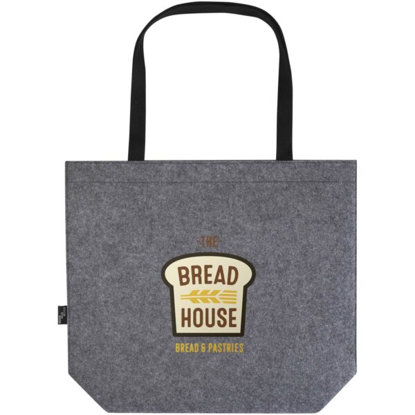 Felta GRS recycled felt gusset tote bag 20L – Medium grey with logo