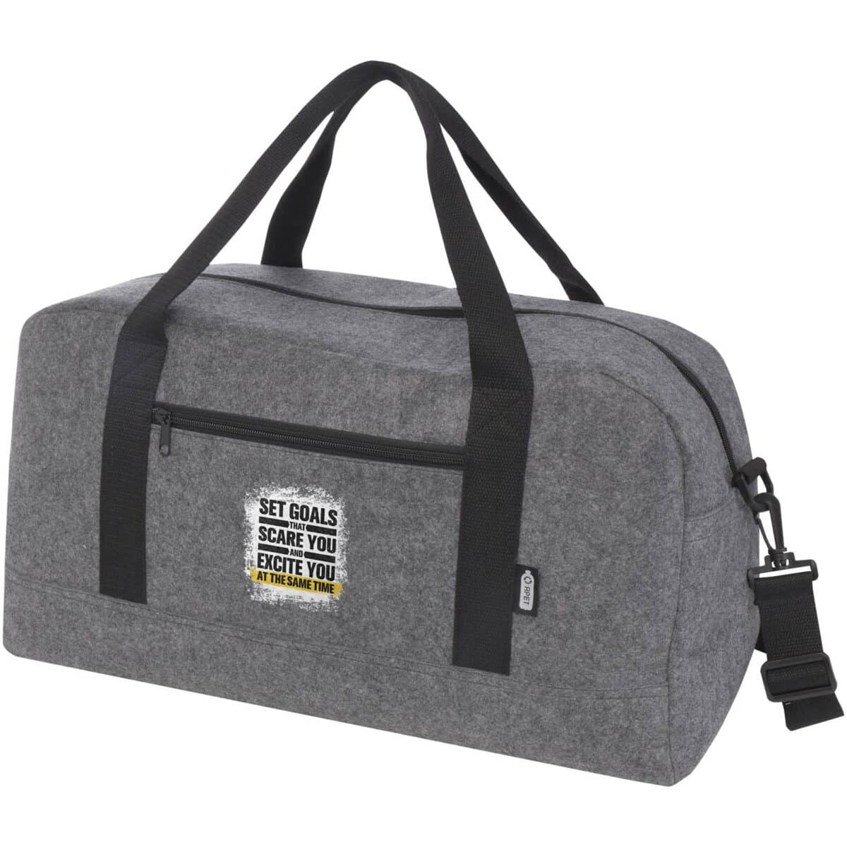 Felta GRS recycled duffel bag 35L – Medium grey with logo