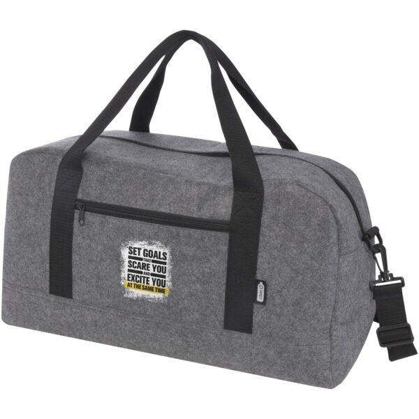 Felta GRS recycled duffel bag 35L – Medium grey with logo
