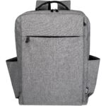 Libra 15” GRS recycled laptop backpack 15L – Heather grey front view