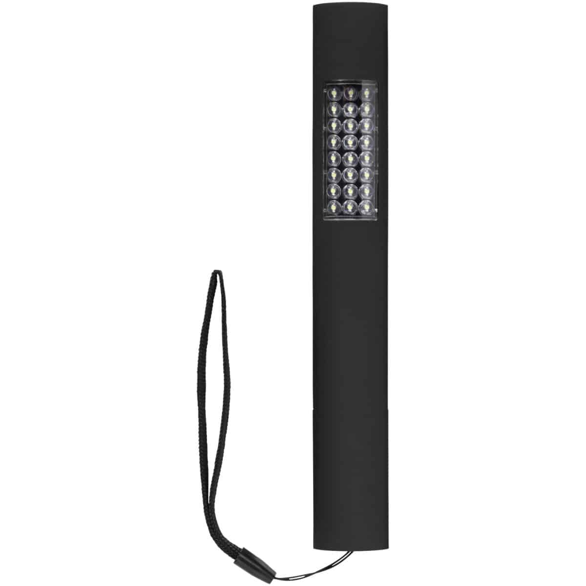 Lutz 28-LED magnetic torch light – Solid black front view
