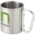 Alps 200 ml insulated mug with carabiner – Silver with logo