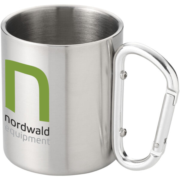 Alps 200 ml insulated mug with carabiner – Silver with logo