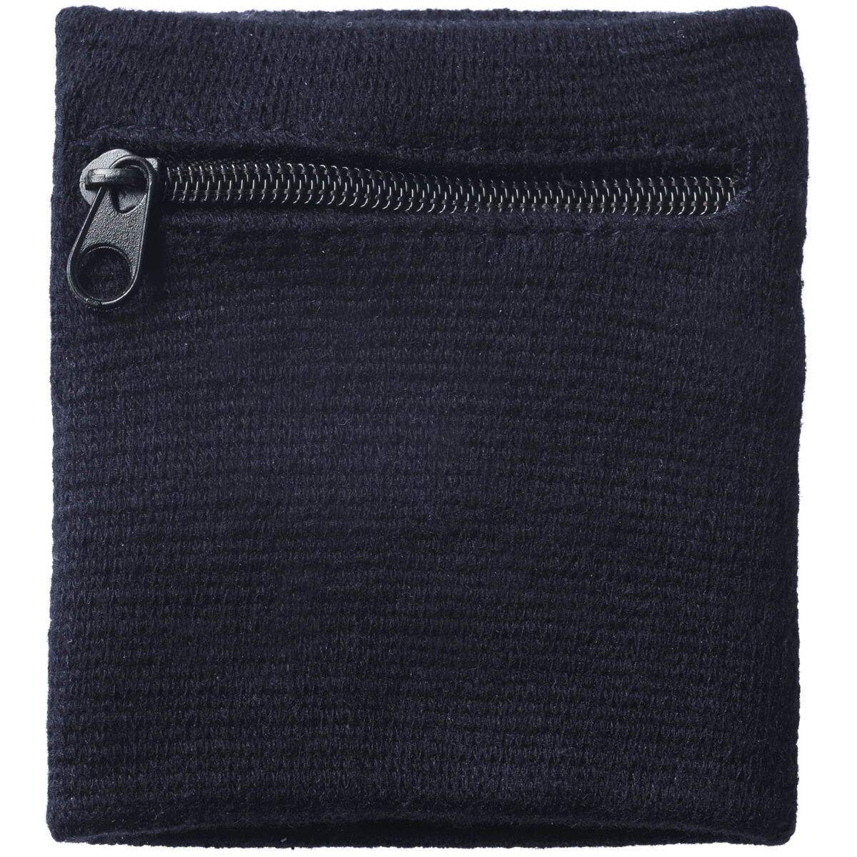 Brisky performance wristband with zippered pocket – Solid black front view