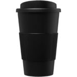 Americano® 350 ml insulated tumbler with grip – Solid black front view