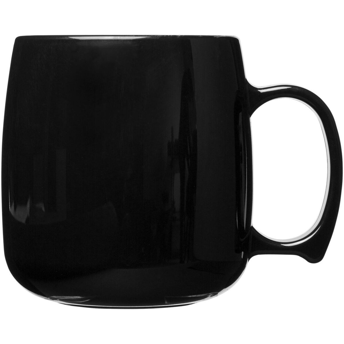 Classic 300 ml plastic mug – Solid black front view