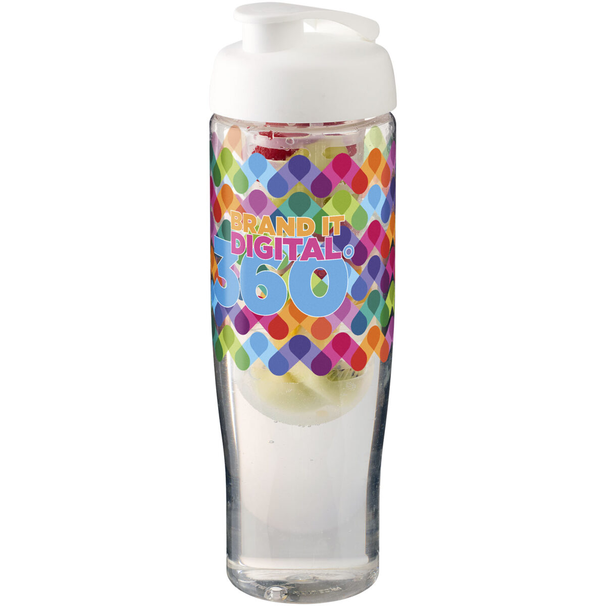 H2O Active® Tempo 700 ml flip lid sport bottle & infuser – Transparent with logo