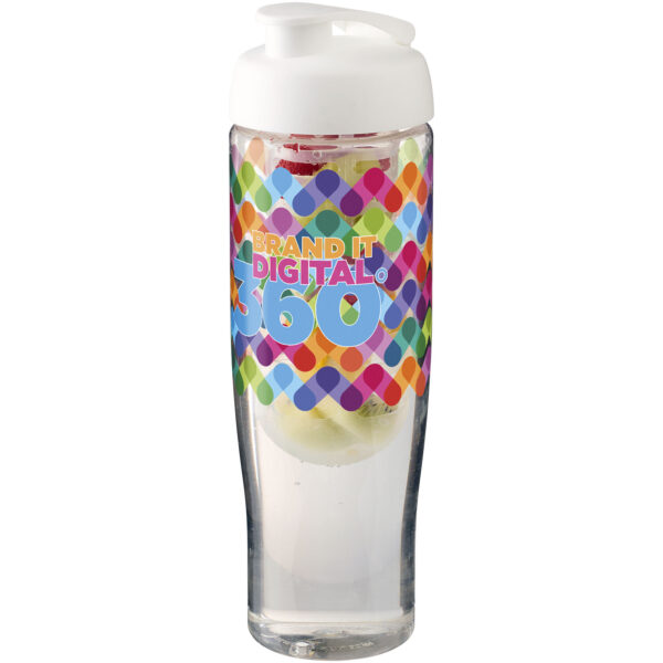 H2O Active® Tempo 700 ml flip lid sport bottle & infuser – Transparent with logo