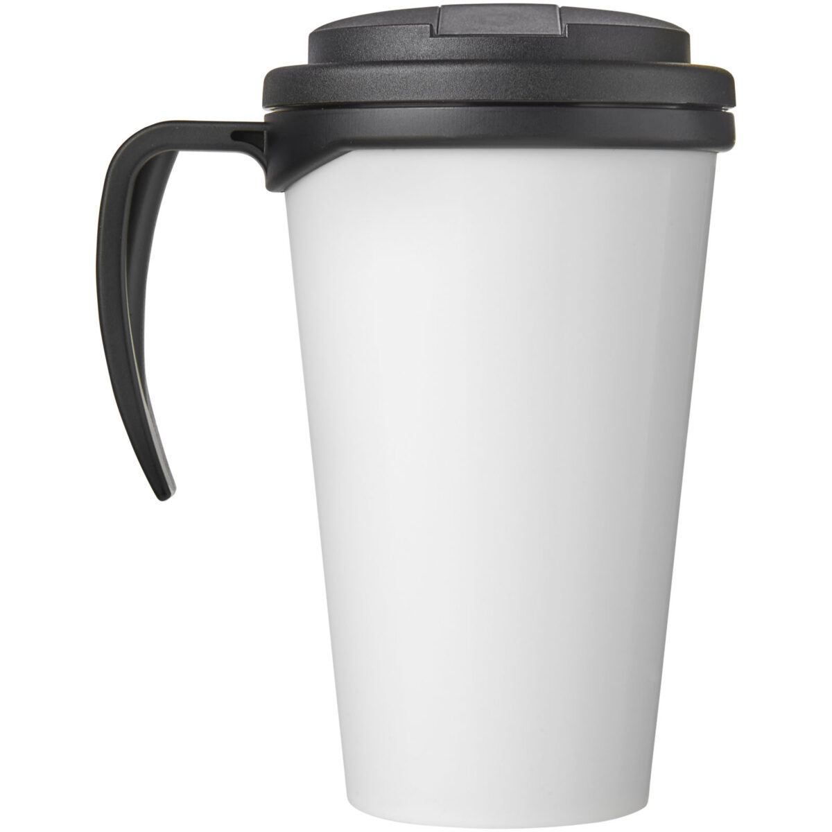 Brite-Americano® Grande 350 ml mug with spill-proof lid – Solid black back view