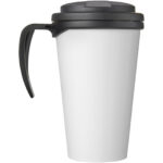 Brite-Americano® Grande 350 ml mug with spill-proof lid – Solid black back view