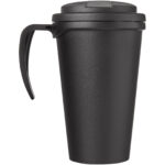 Americano® Grande 350 ml mug with spill-proof lid – Solid black back view