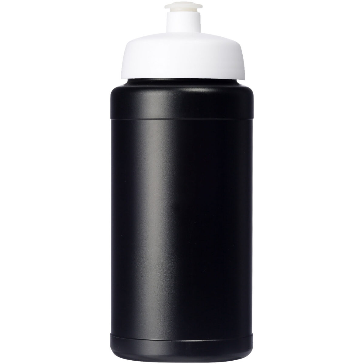 Baseline 500 ml recycled sport bottle – Solid black front view
