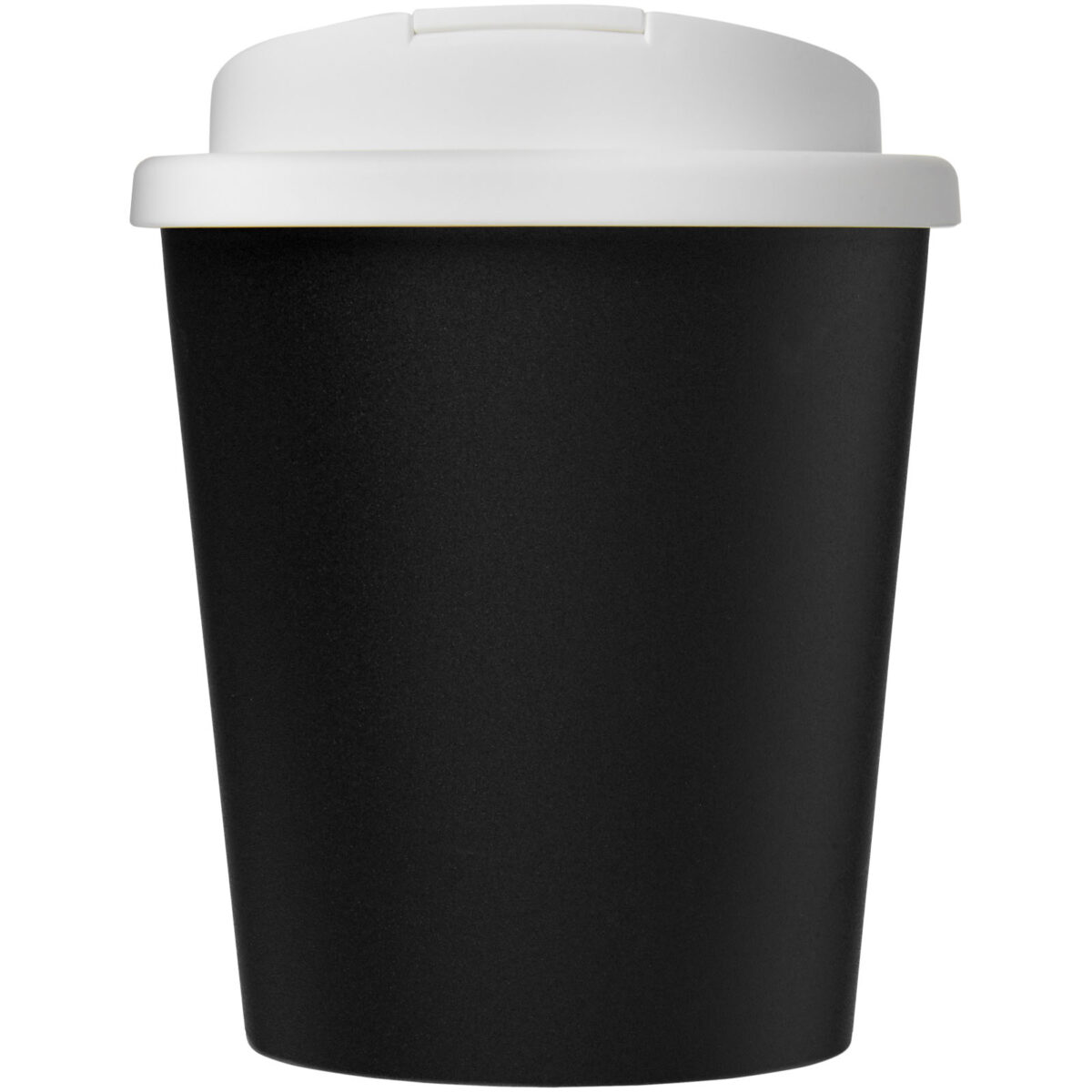 Americano® Espresso Eco 250 ml recycled tumbler with spill-proof lid – Solid black front view