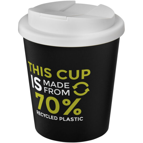 Americano® Espresso Eco 250 ml recycled tumbler with spill-proof lid – Solid black with logo