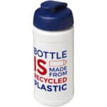 Baseline 500 ml recycled sport bottle with flip lid – White with logo
