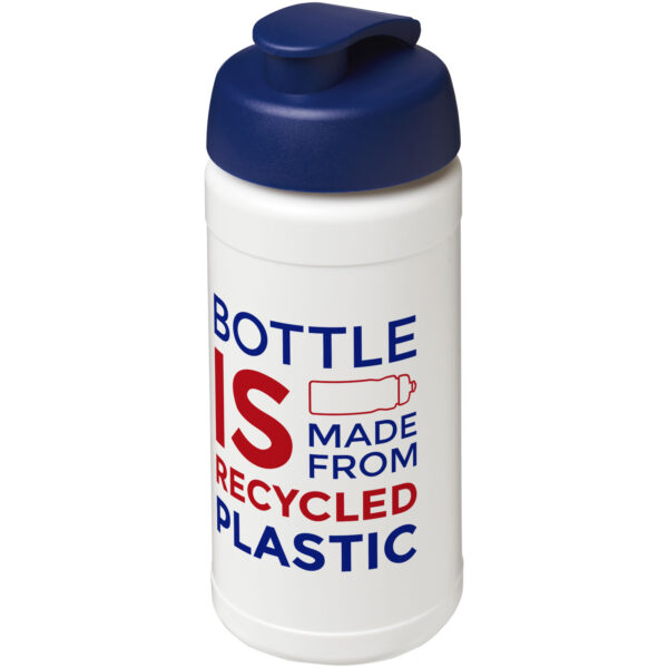 Baseline 500 ml recycled sport bottle with flip lid – White with logo