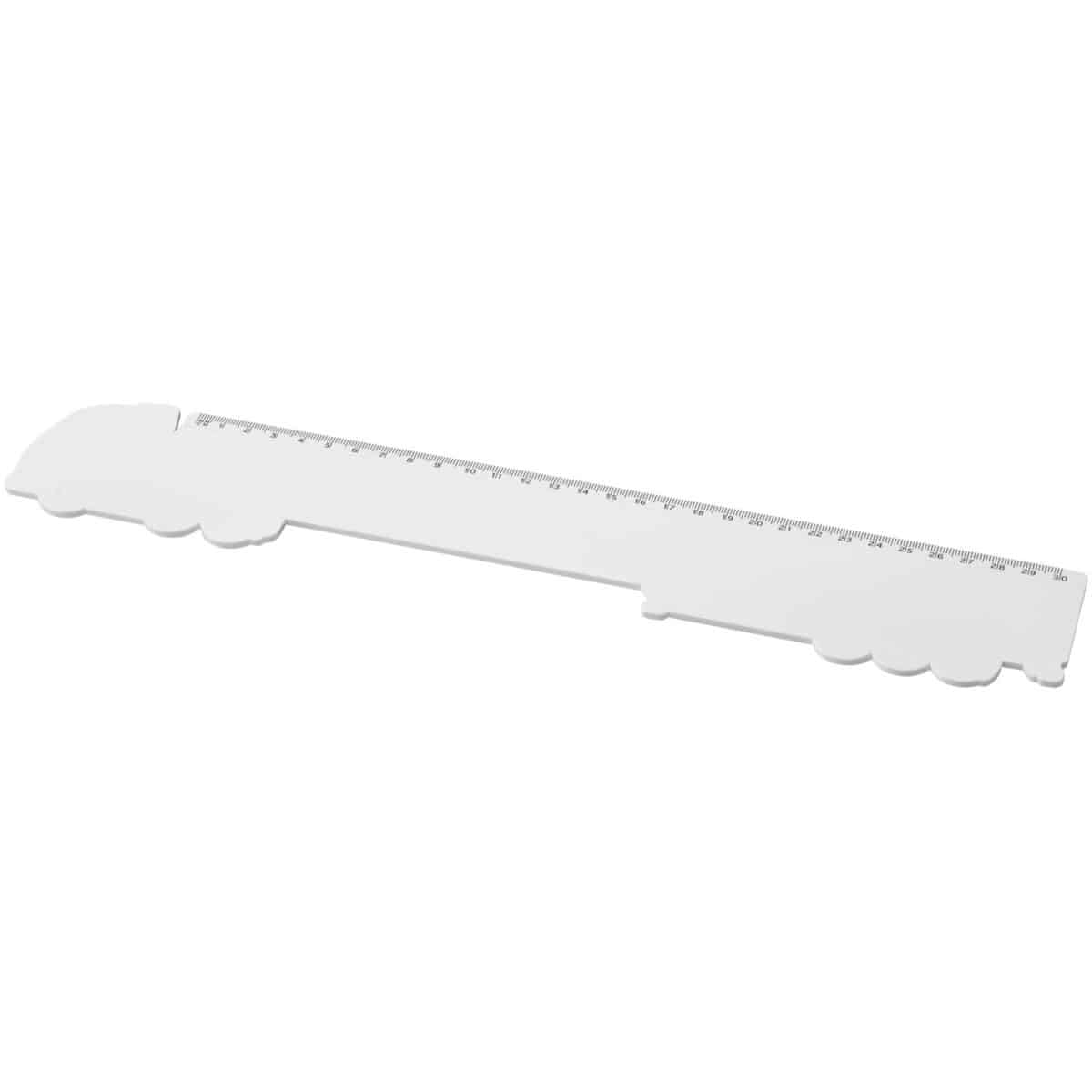 Tait 30cm lorry-shaped recycled plastic ruler – White with logo