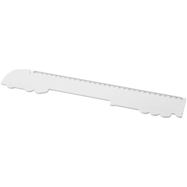 Tait 30cm lorry-shaped recycled plastic ruler – White with logo