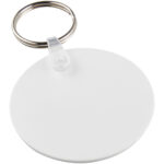 Tait circle-shaped recycled keychain – White with logo