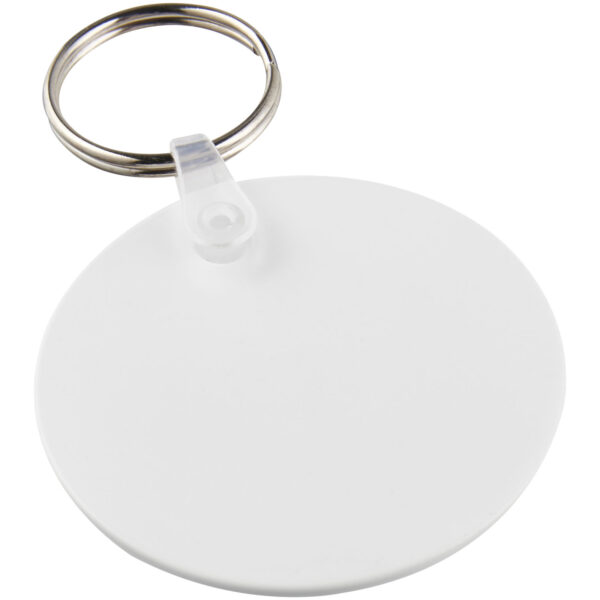 Tait circle-shaped recycled keychain – White with logo