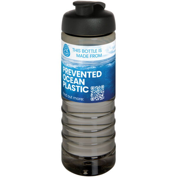 H2O Active® Eco Treble 750 ml flip lid sport bottle – Charcoal with logo