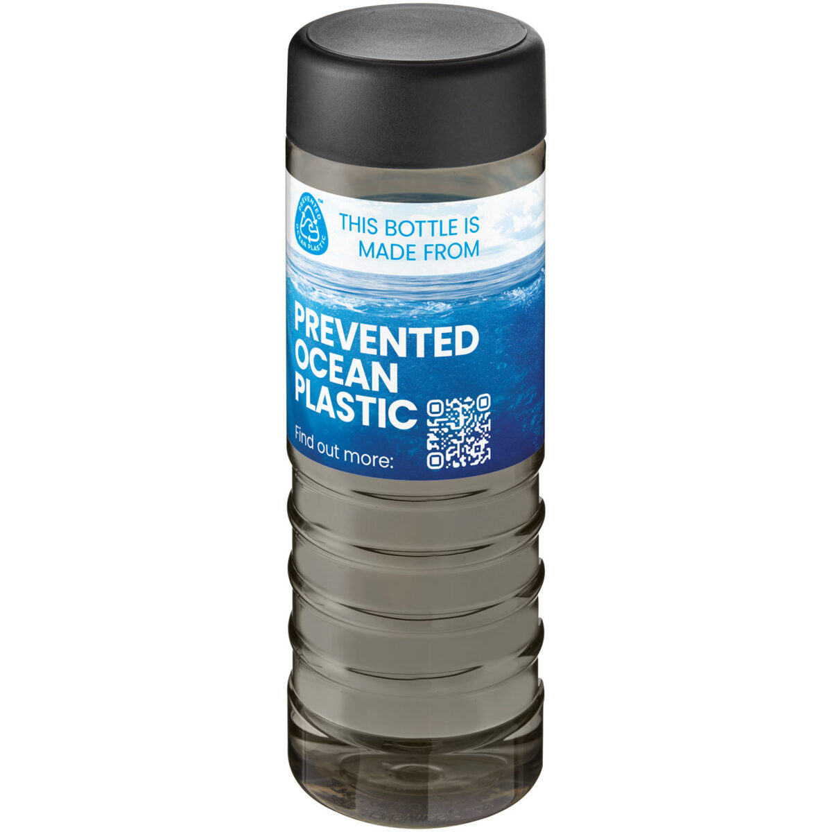 H2O Active® Eco Treble 750 ml screw cap water bottle – Charcoal with logo