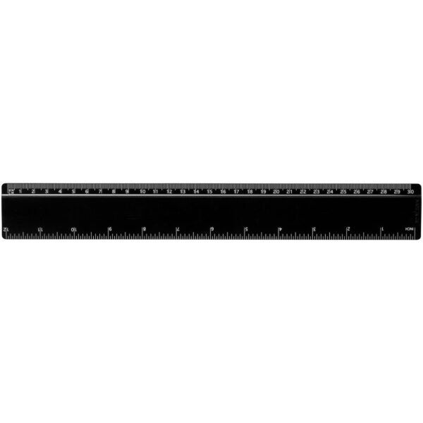 Terran 30 cm ruler from 100% recycled plastic – Solid black front view