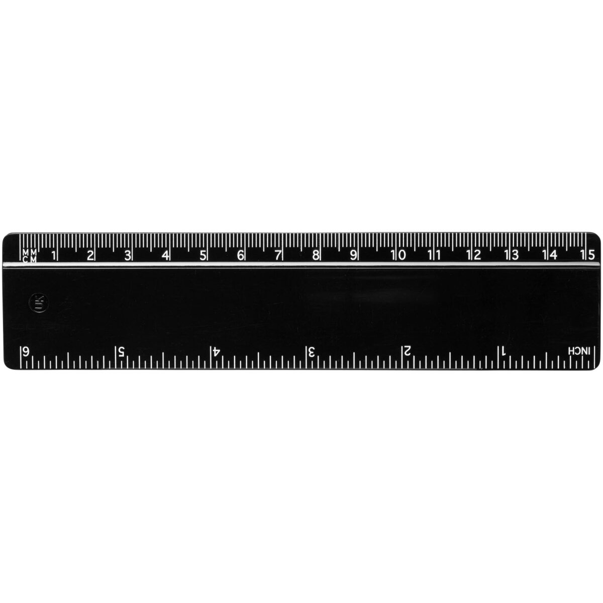 Terran 15 cm ruler from 100% recycled plastic – Solid black front view