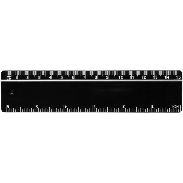 Terran 15 cm ruler from 100% recycled plastic – Solid black front view