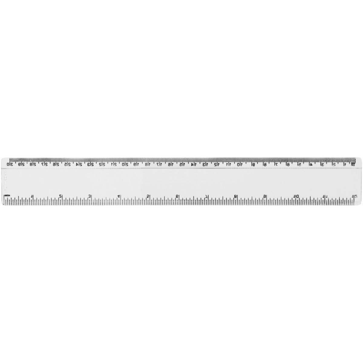 Renzo 30 cm plastic ruler – Transparent clear back view