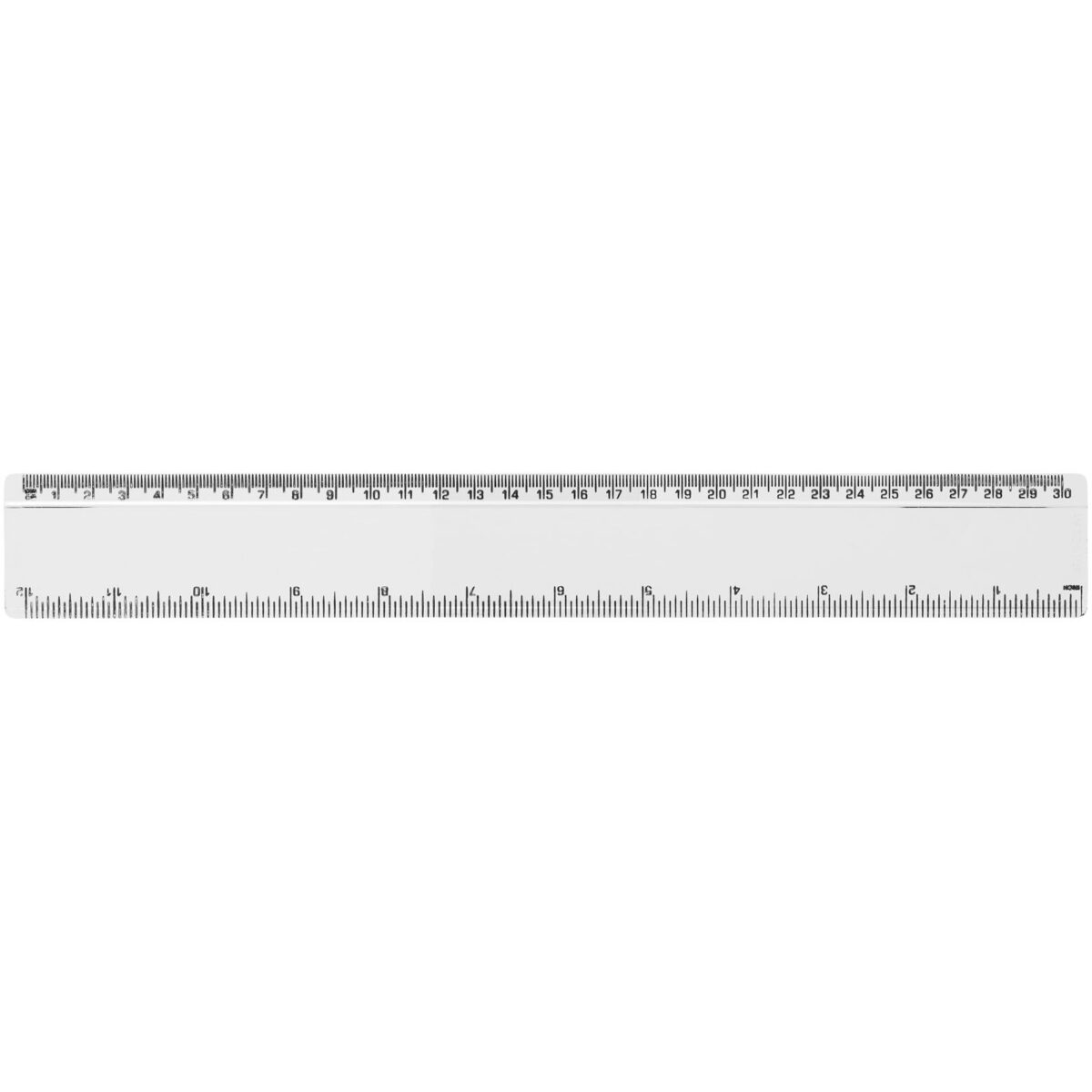 Renzo 30 cm plastic ruler – Transparent clear front view